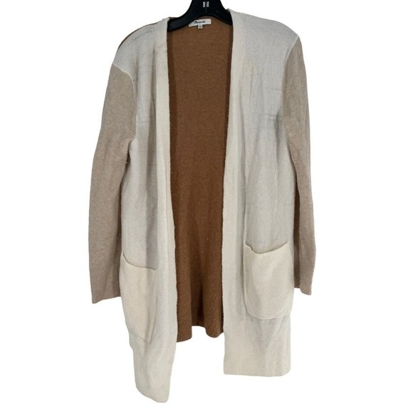 Madewell Cardigan Sweater XS Kent Wool Alpaca Blend Colorblock‎ Oversize Neutral - Picture 1 of 5